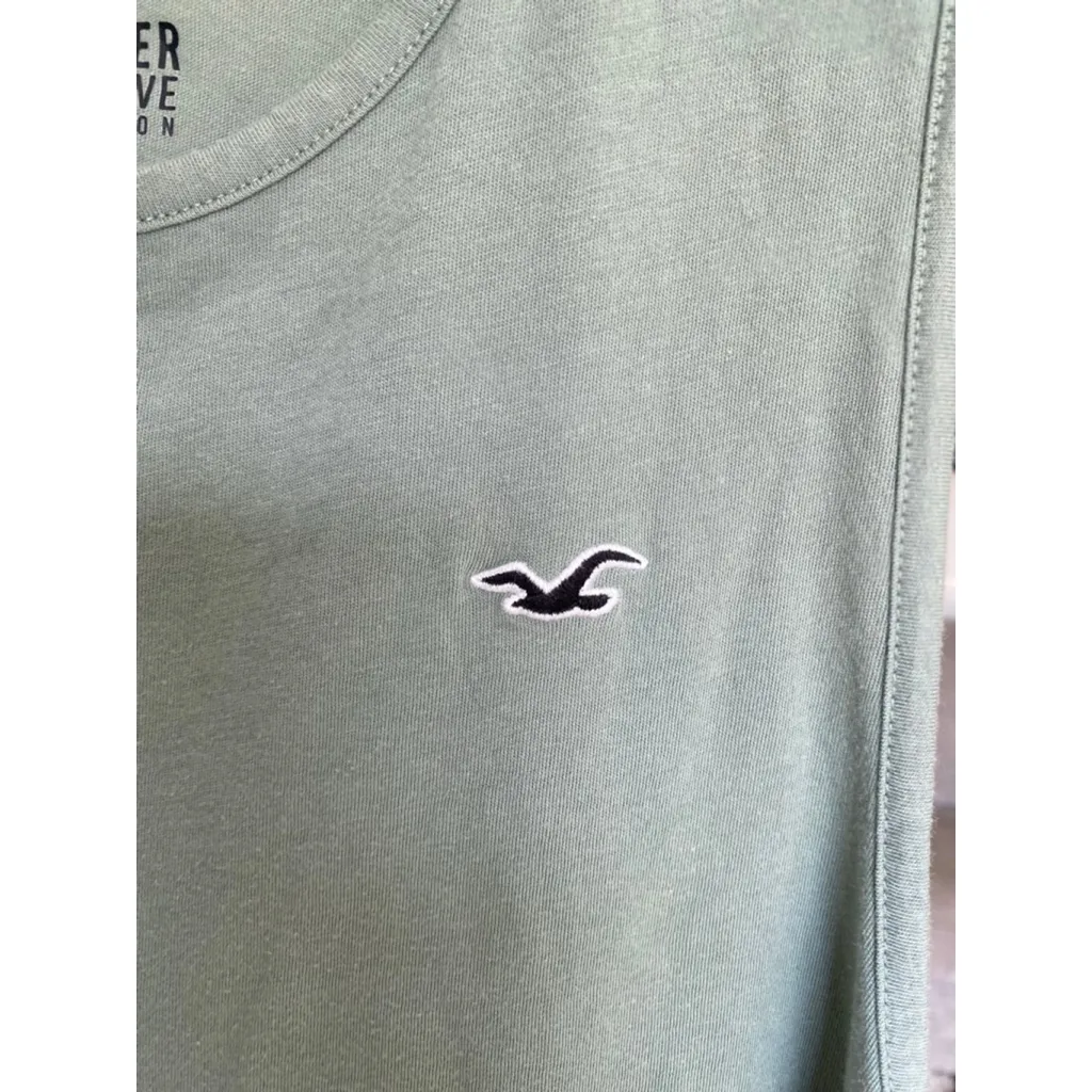 Hollister Sage Green Logo Tank Top M Must-Have Collection Resort Vaca Beach Soft - Image 5
