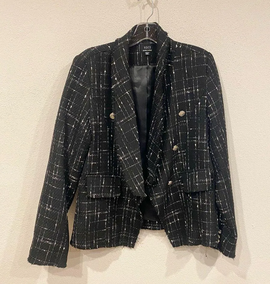 VICI  Double Breasted Tweed Blazer Size XL EUC - Image 2