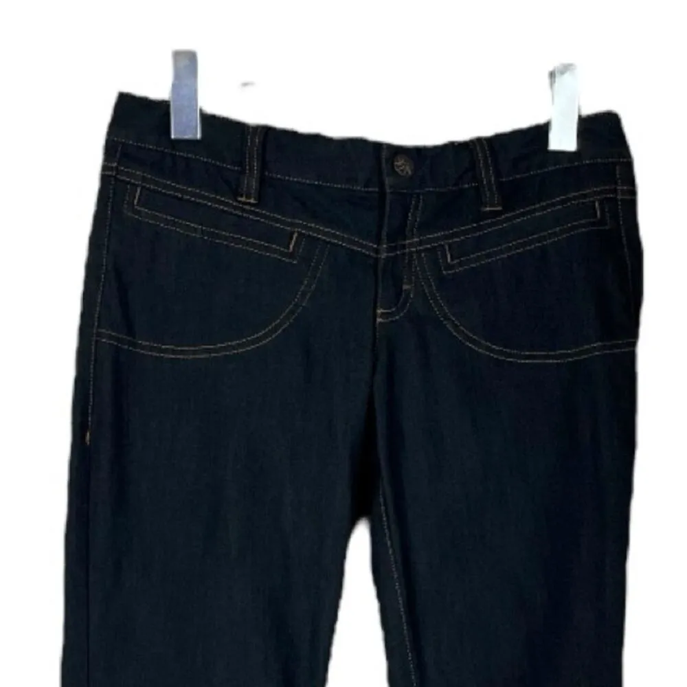 Athleta Jeans Dry Dripper Mid Rise Flap Pocket Dark Wash Yoga Women’s 4T Tall - Image 5