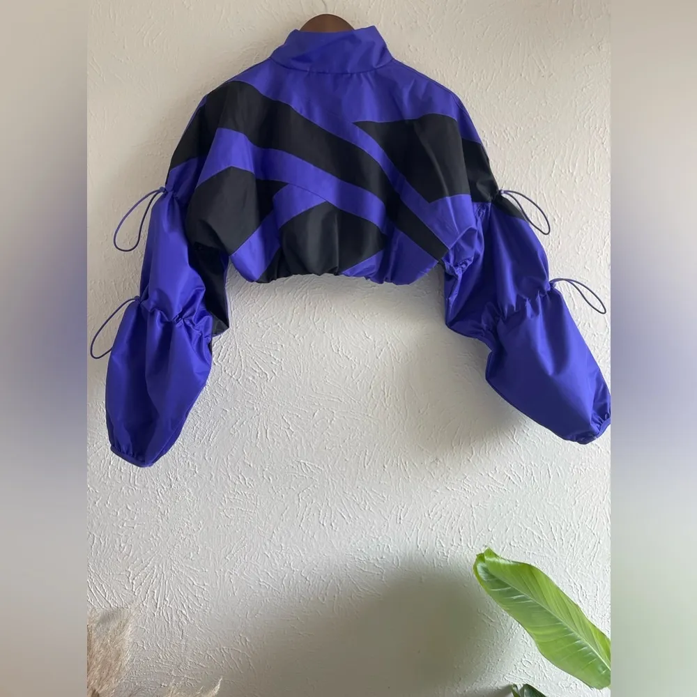 x Cardi B Woven Cropped Jacket Ultimate Purple Women's XS HM5050 - Image 5