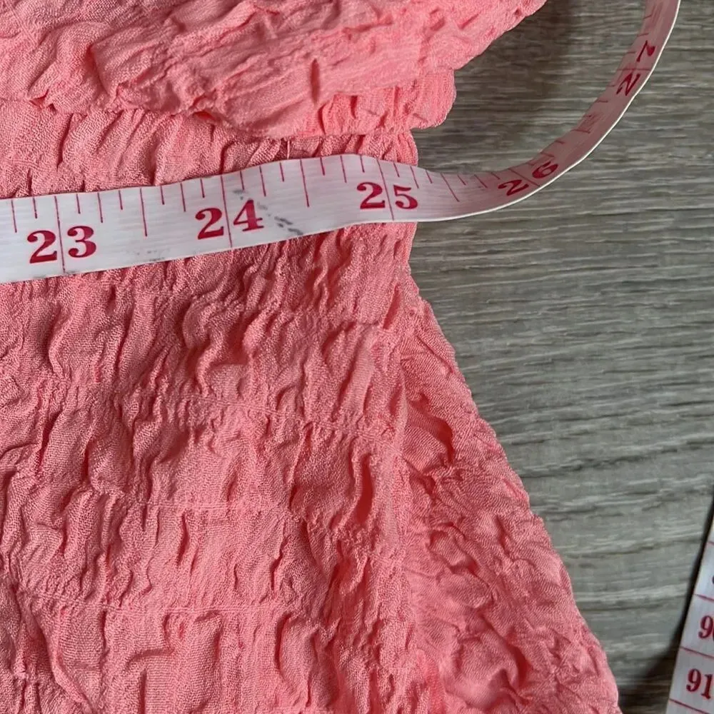 NEW ASOS Y.A.S BubbaTextured Mini Smock Dress with V-Neck and Long Back in Pink - Image 9