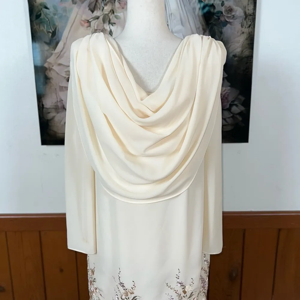 Elegant Vintage 1980s Nightworks Embroidered Mother of the Bride Dress! White Size 8 - Image 4