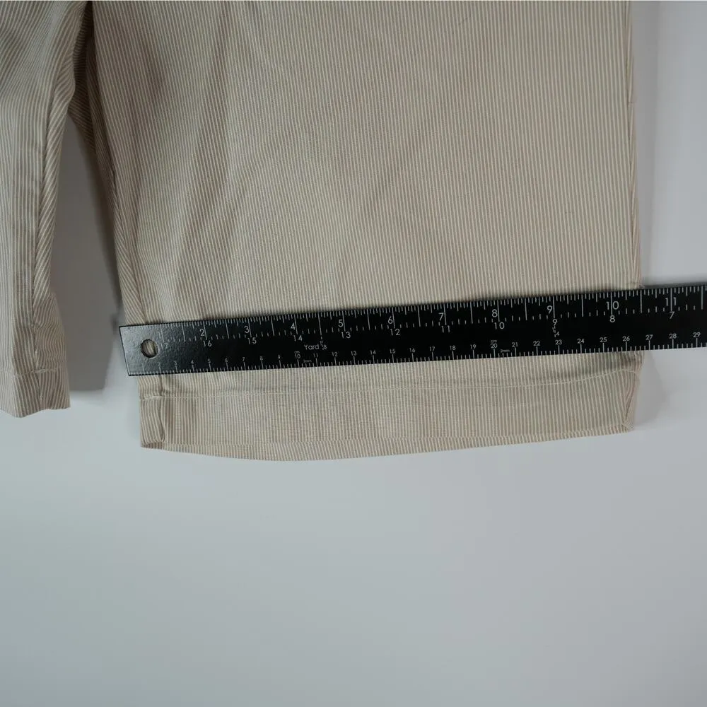 Tommy Hilfiger Shorts Womens 4 Chino Flat Front Beige Striped 9" Inseam Casual - Image 13