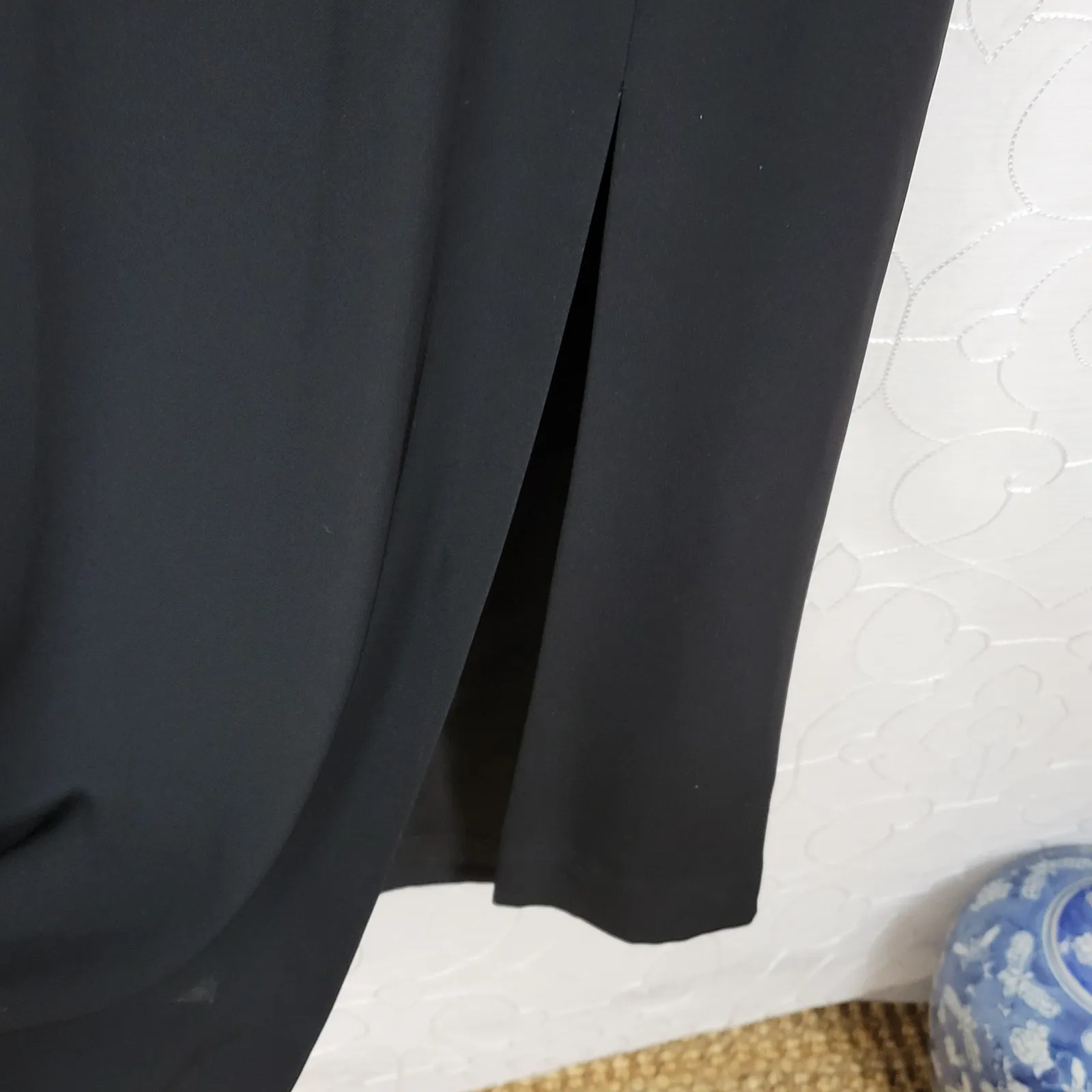 Jones New York Structured Wrap Dress 4 Black‎ Tie Belt Maxi Cocktail Party LBD - Image 8