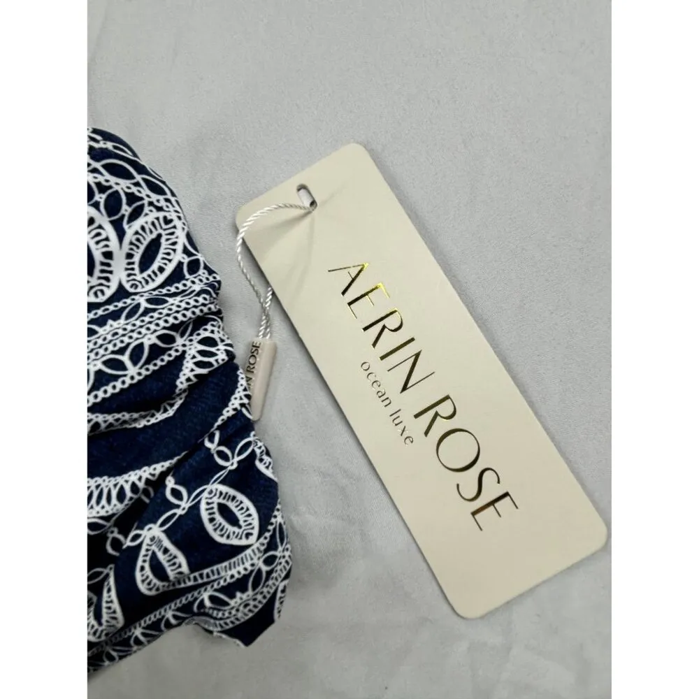 Aerin Rose Ocean Luxe Bikini Top Women's L Navy & White Moonlit Lace Print Size L - Image 2