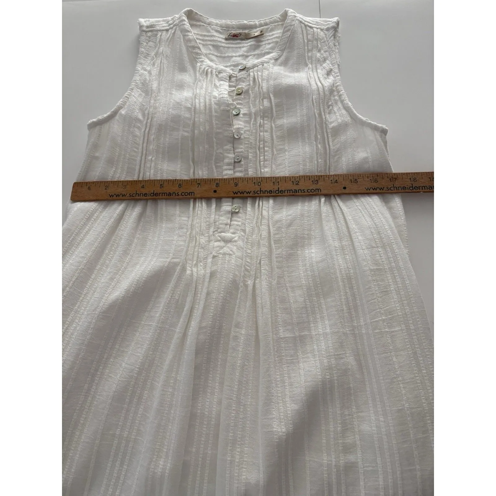 Faherty Isha Dress Womens Small White Organic Cotton Coastal Beachy Lagenlook * - Image 14