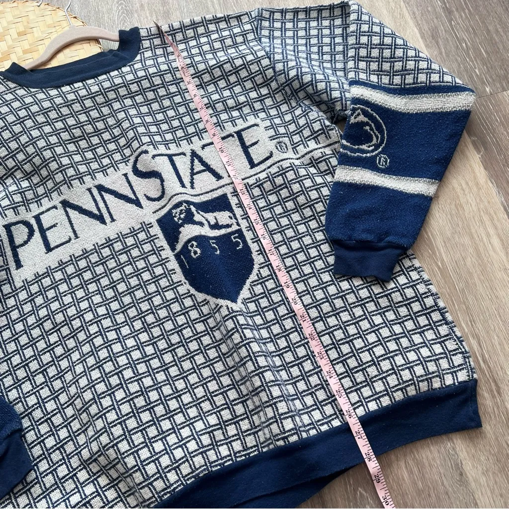 RARE Vintage Penn State double sided‎ knit sweater Blue Size XL - Image 2