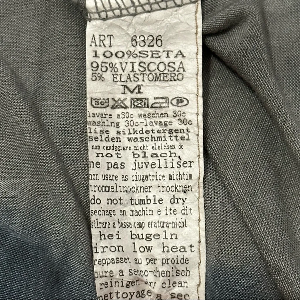 Tempo Paris Women’s Size M Tan Blue Ombré Lace Hem Roll Tab Sleeve Blouse Shirt - Image 5