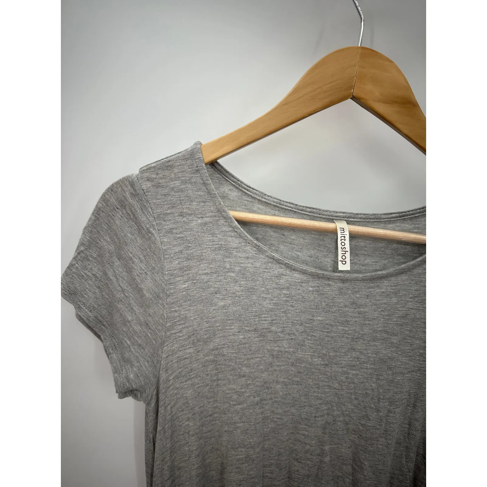 Mittoshop Grey Short Sleeve Round Neck Pockets Shirt Dress Women's Size Small S - Image 3