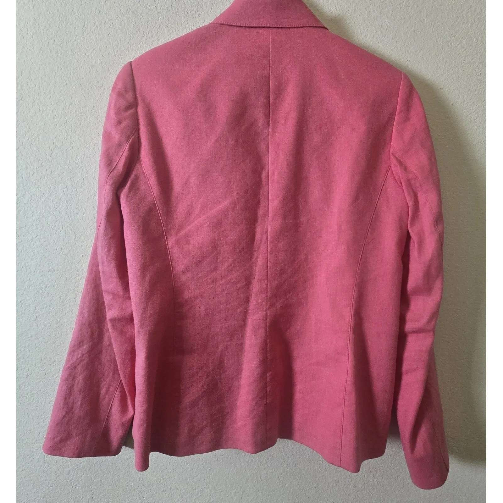 Talbots Linen Blazer Coral Pink One Button Career‎ Jacket Size 6 - Image 5