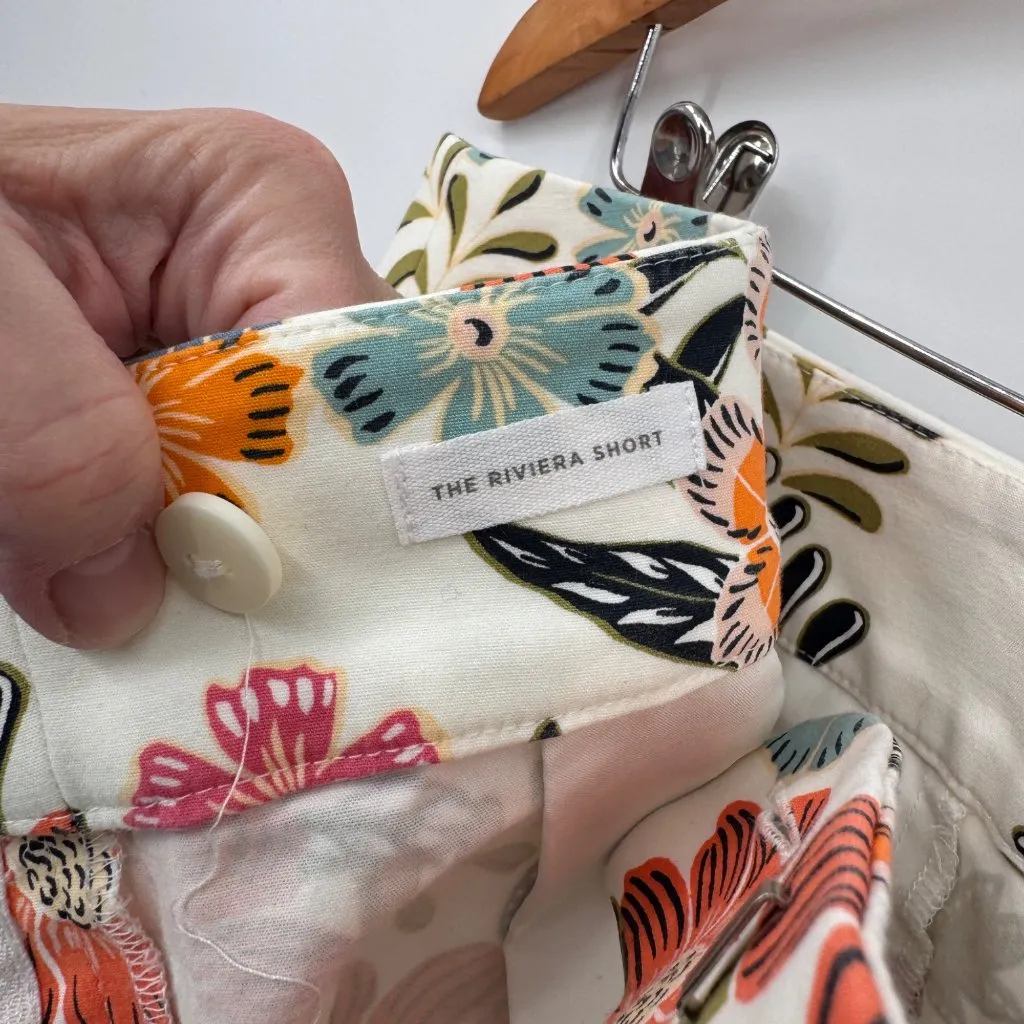 LOFT The Riviera Short Womens 10 White Whimsical Floral Print Cotton Viscose‎ - Image 8