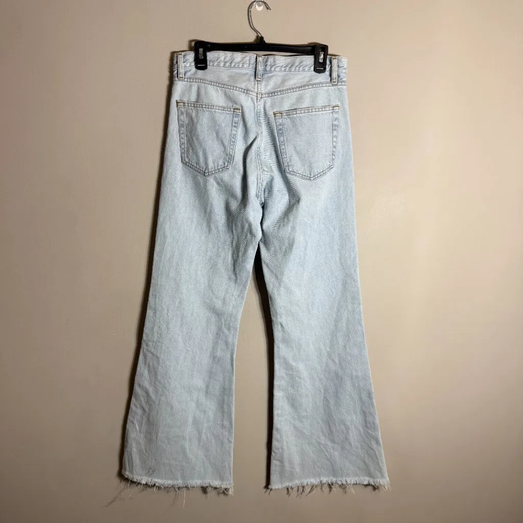 Frame The Lax Wisp Raw Fray Flare Wide Leg Denim Jeans Women's 29 Blue $298 NWOT - Image 6