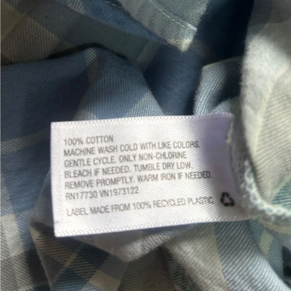 Mossimo 3/4 Roll Tab Sleeve Plaid Button Front Shirt Blue Size M - Image 5