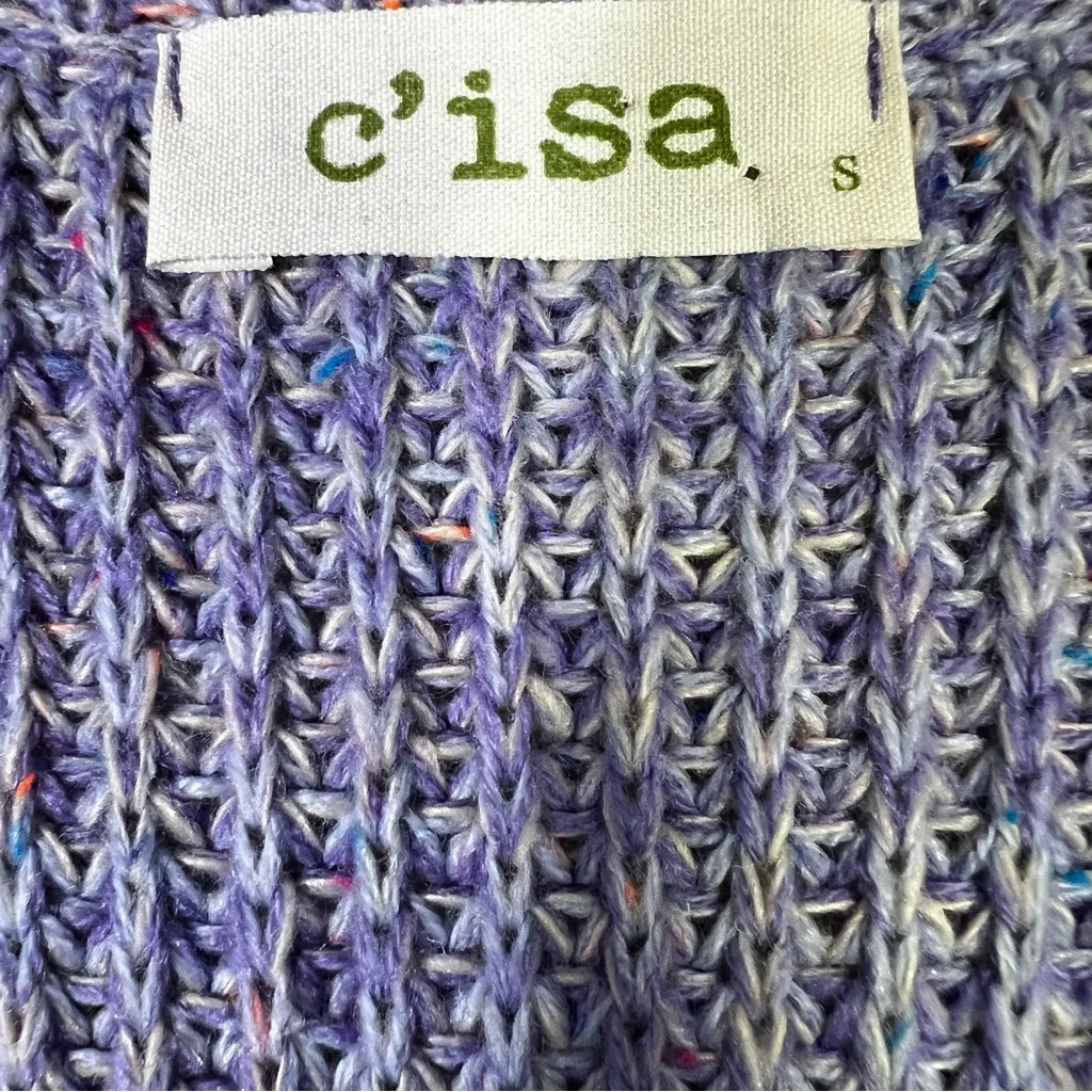 C'isa Chunky Knit Oversized Sweater Womens S Purple V - Image 6