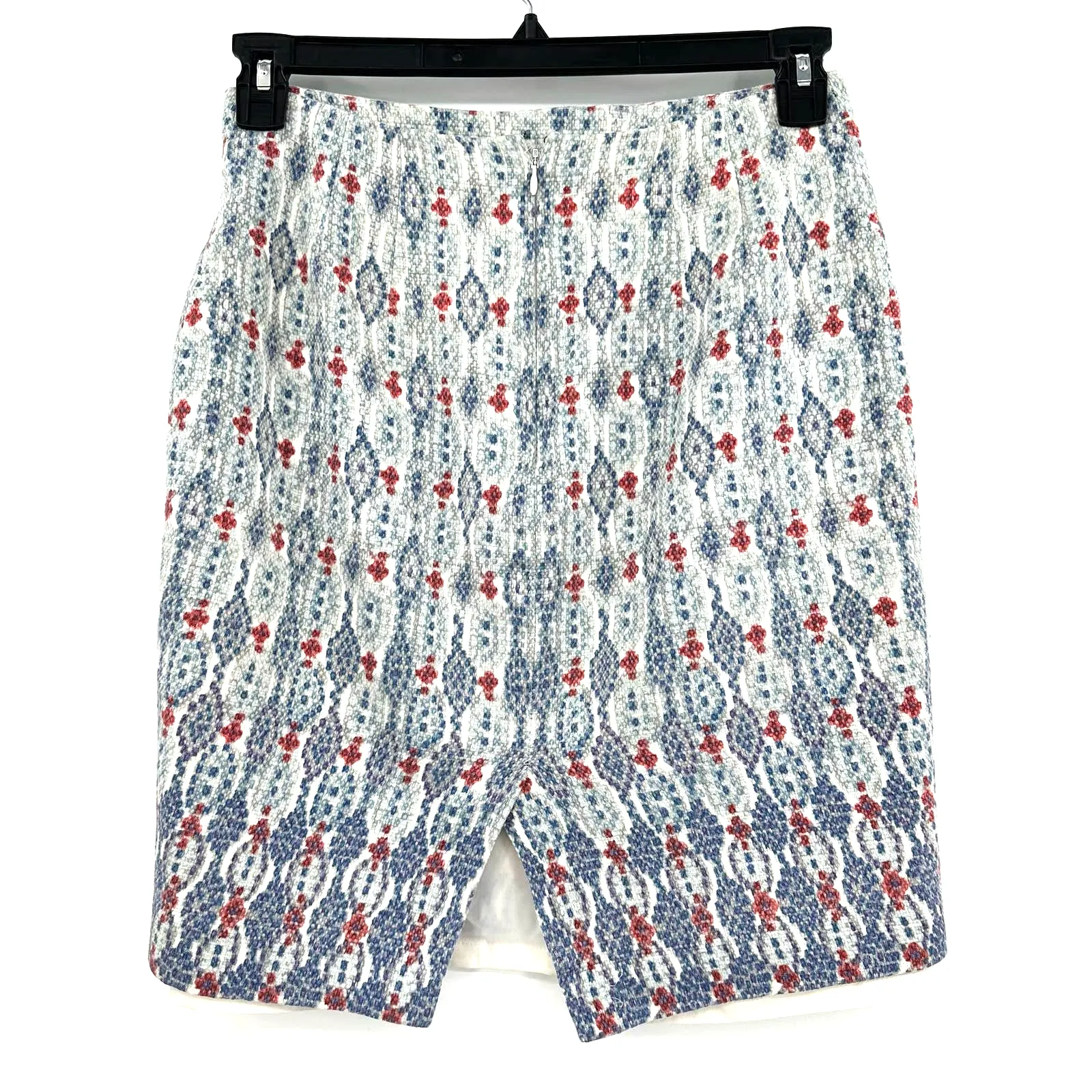 Loft‎ size 2 pencil skirt blue gray white red hidden rear zip - Image 2