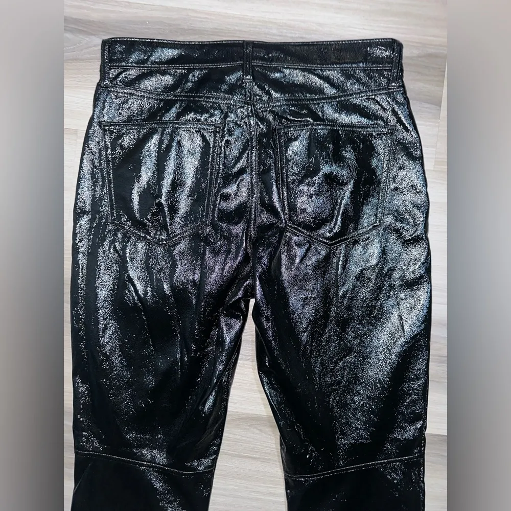 GAP Vintage Slim High Rise Glossy Black Vegan Leather Women’s Lined Pants 31 - Image 6