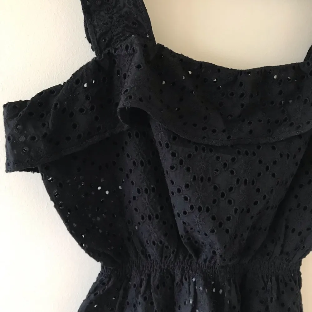 Eyelet Cutout Cotton Peplum Tank Top - Image 6