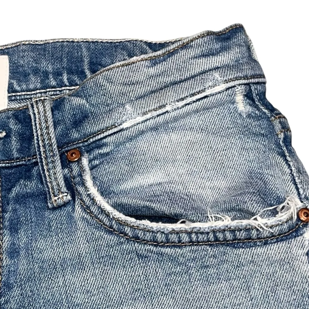 Mother Superior The Tomcat Distressed Straight Leg Jeans In The Confession 26 Blue - Image 8