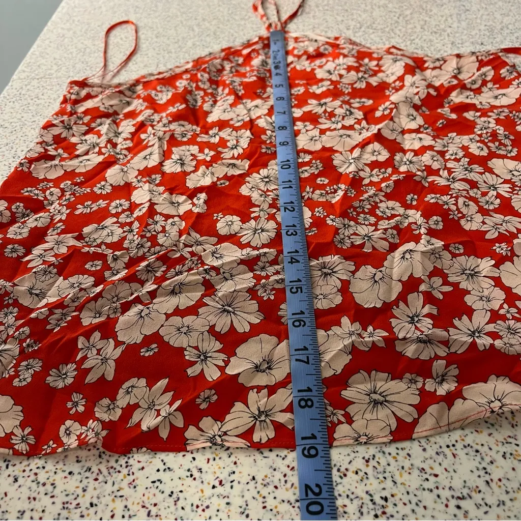 Rebecca Taylor Cherry Blossom Red Floral Silk Halter Top Women’s Size 2 - Image 11