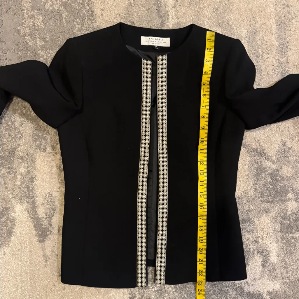Tahari  Black Jacket with Pearl White Trim - Image 8