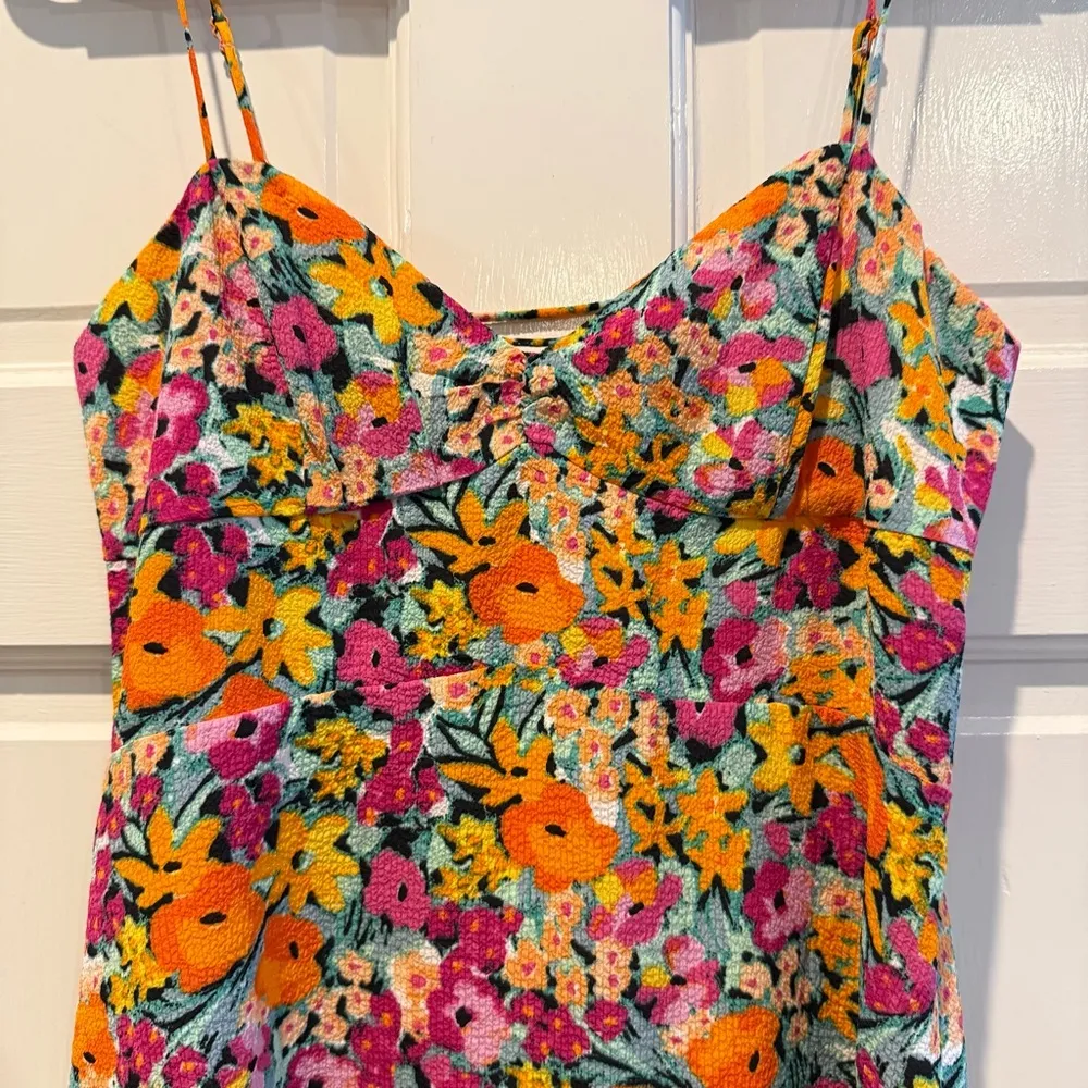 For Love and Lemons Deena Floral Mini Dress Orange Pink Size Small NWT - Image 3