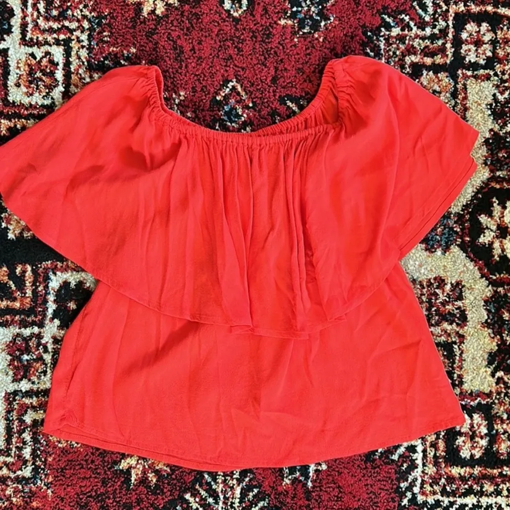 Anthropologie - Holding Horses - Red Bando Off Shoulder Ruffle Top - Size XS - Image 7
