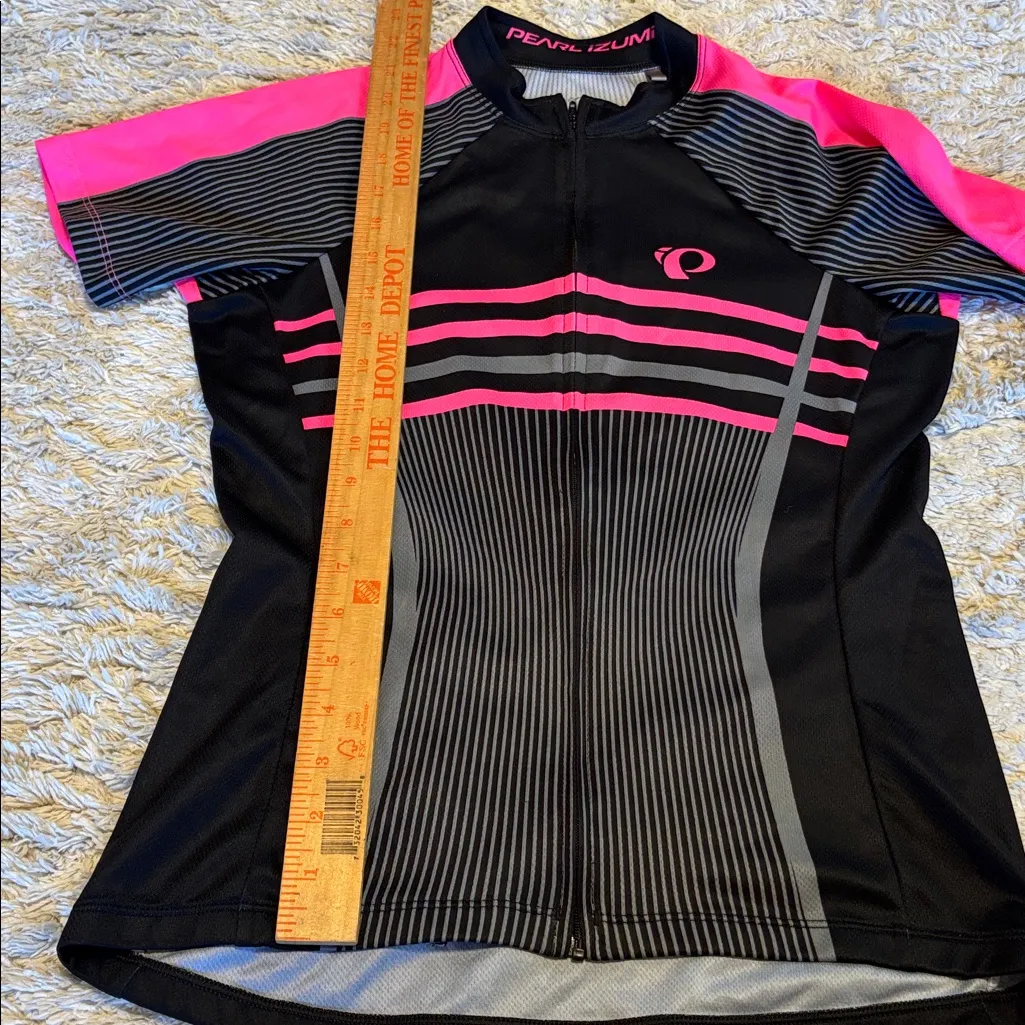 Pearl Izumi Women’s Cycling Jersey Short Sleeve Full Zip Black Pink, Size Med - Image 8
