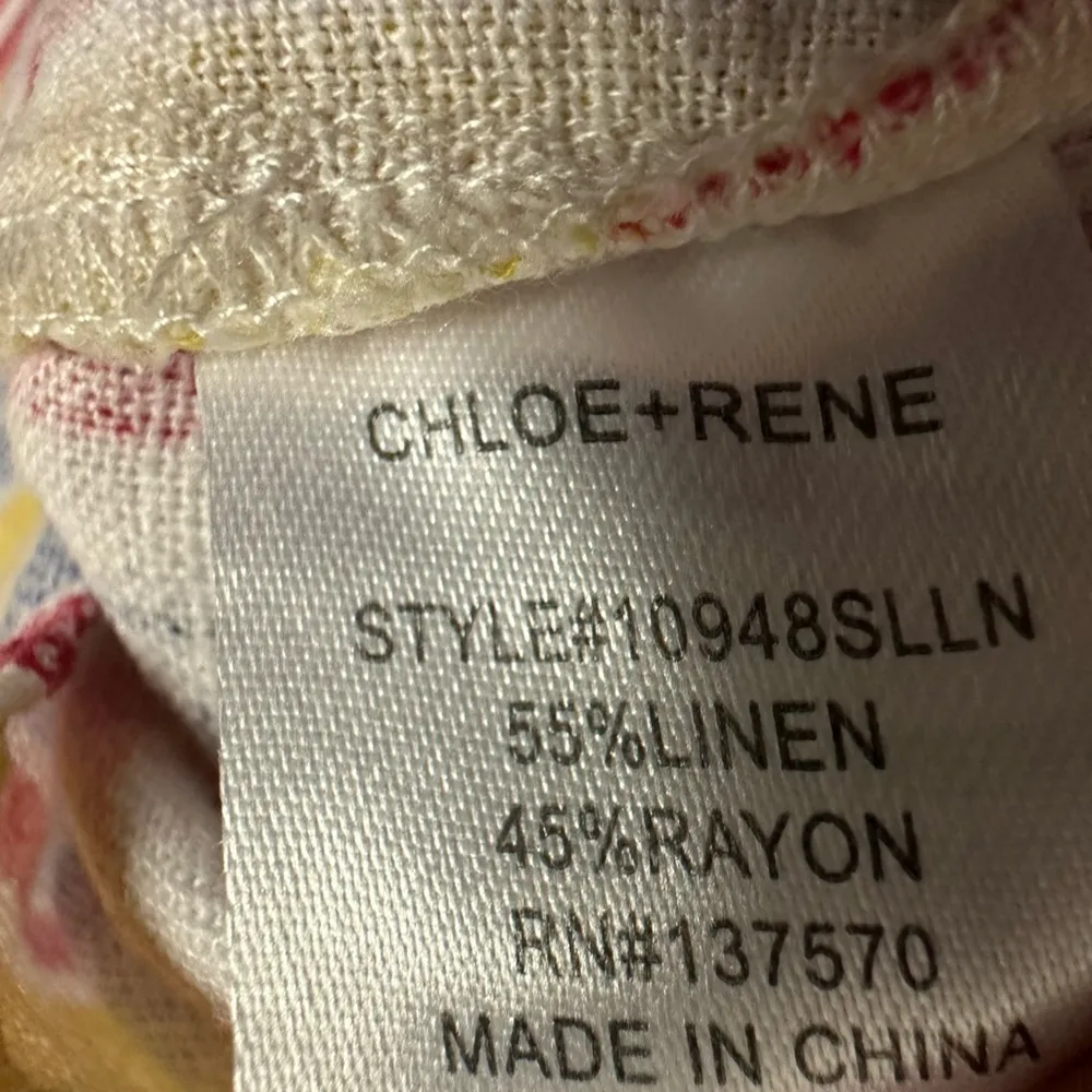 Chloe + Rene Linen Striped Embellished Gold Ring Neckline Sleeveless Blouse S - Image 6