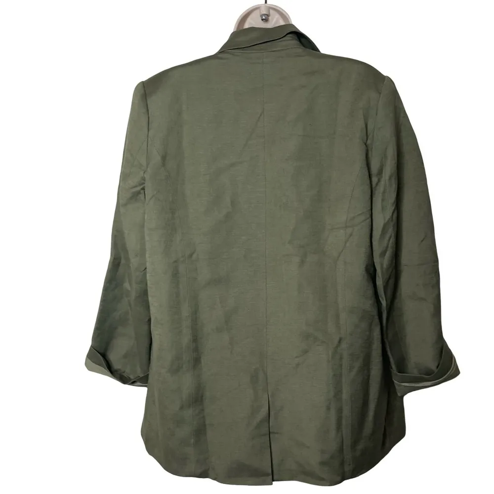 Lioness La Quinta Khaki Olive Green Linen Blend oversized Blazer sz XS - Image 4