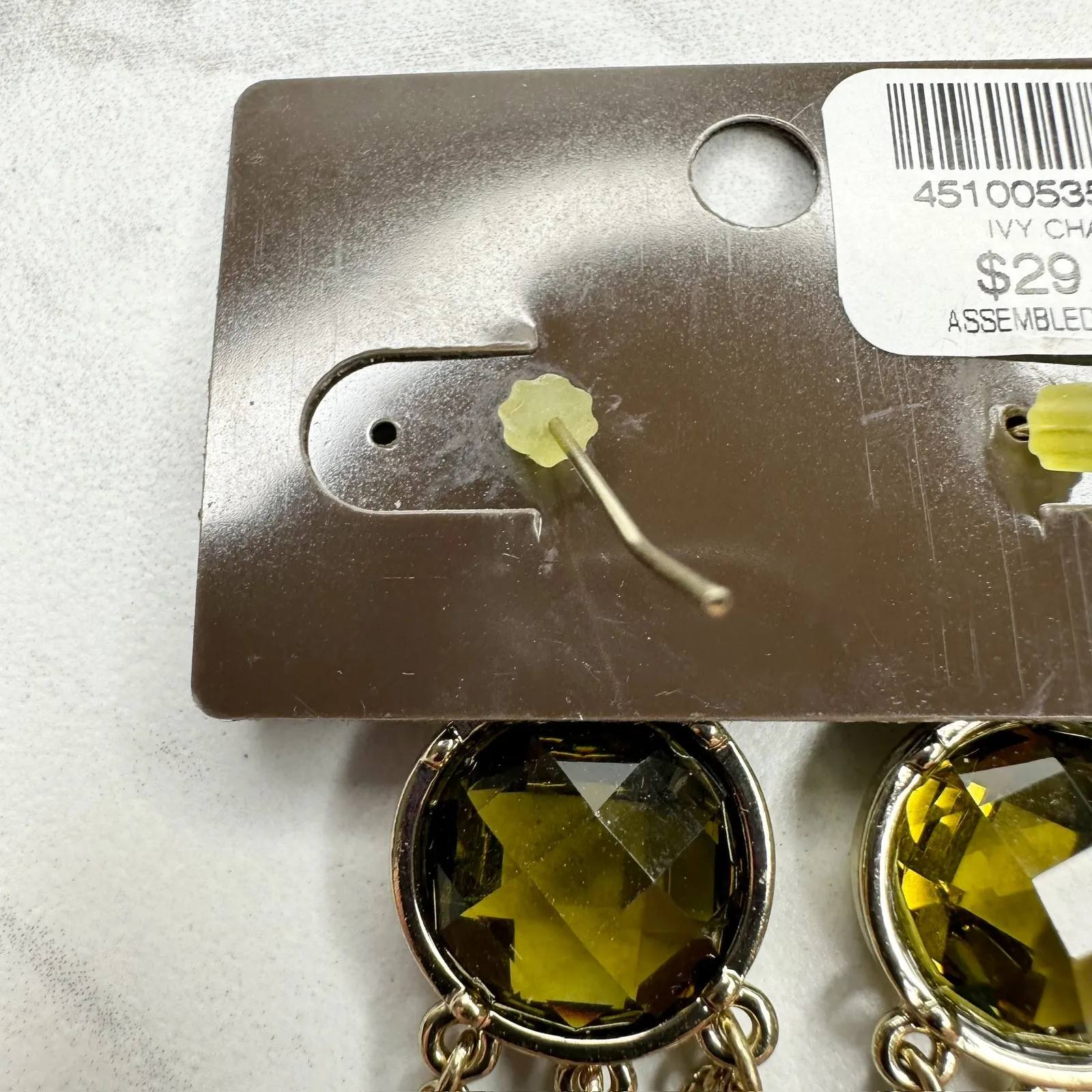 Chicos Ivy Chandelier Earrings Gold Tone Green Faceted NWT ✨ - Image 8