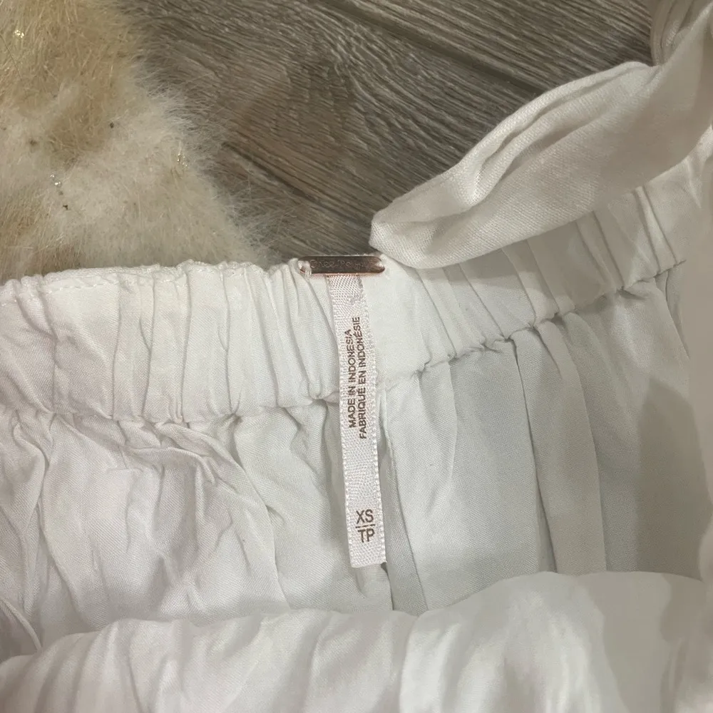 Free people peach a-line tunic white tie sleeve top - Image 4