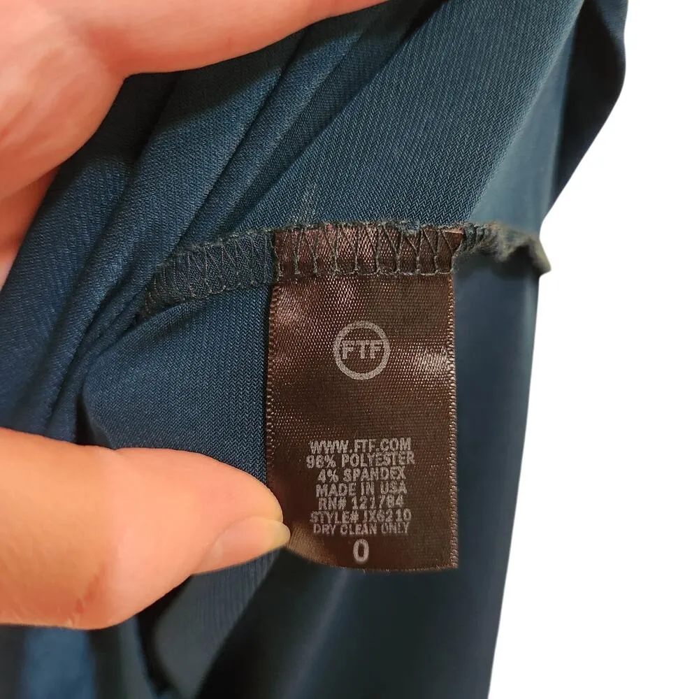 Fashion To Figure Long Sleeve Drape Front Midi Dress Faux Wrap Stretch Blue XL - Image 11