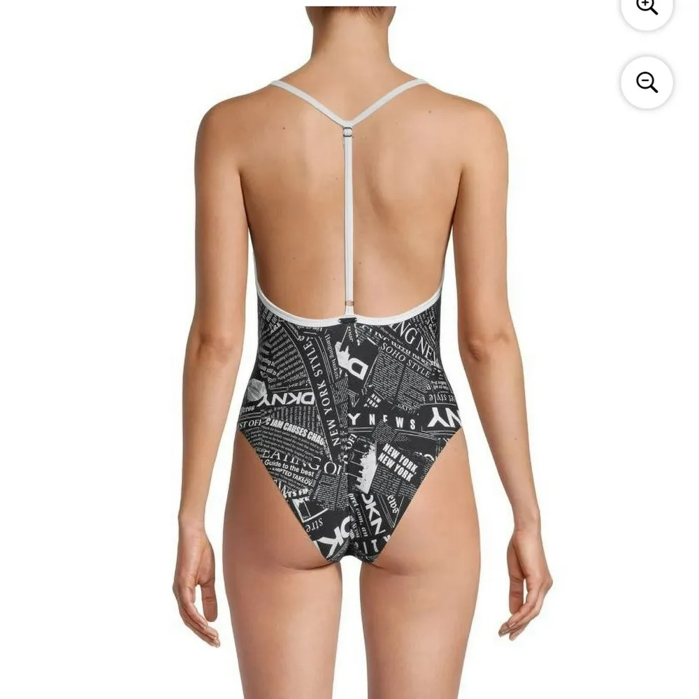 DKNY Graphic T-Back One Piece Swimsuit Size XS - Image 2