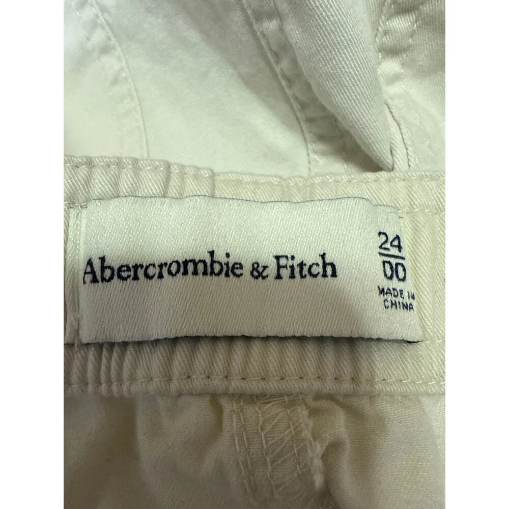 Abercrombie & Fitch Women's White High Waisted Straight Cargo Trousers Pants 0 - Image 4