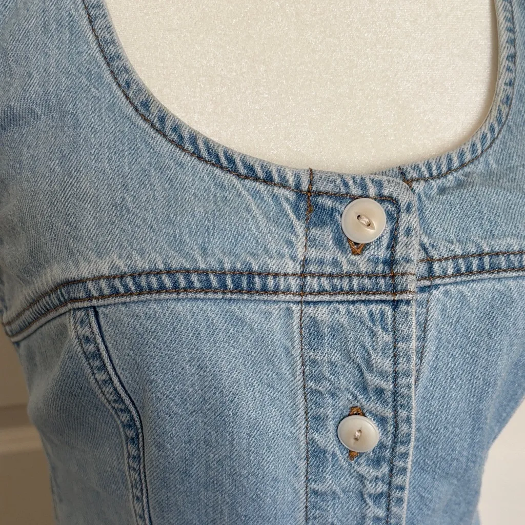 Madewell EUC  light blue denim button front vest size 0 boho western - Image 8