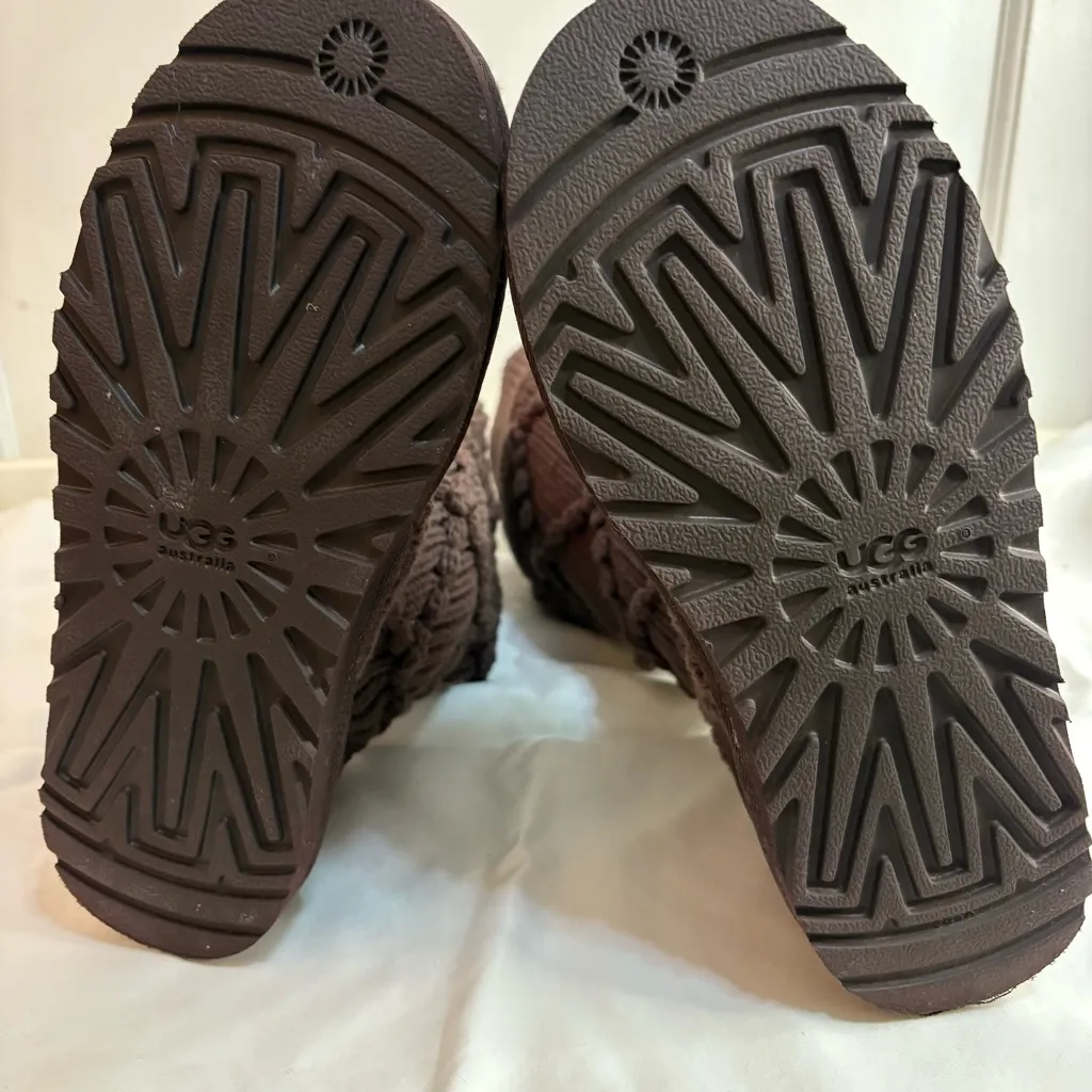 UGG Classic Argyle Knit Boots – Dark Brown - Image 7