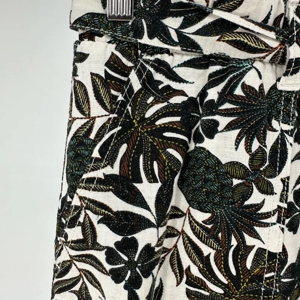 a.n.a. Linen Blend Womens High Rise Pull-On Shorts Belted Palm Print Petite XL - Image 10