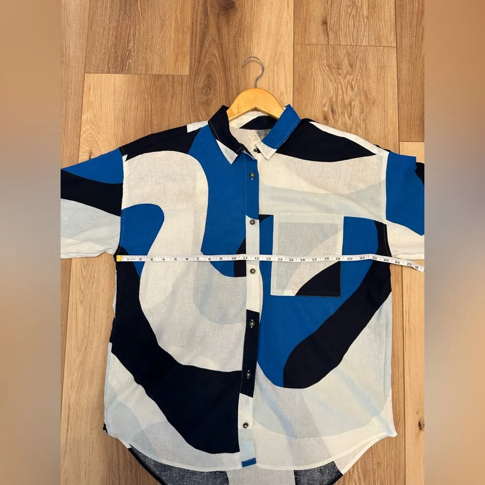 CALIA Women's Oversized Long Sleeve Button Down Cover Up Blue / Navy Size M Size M - Image 10