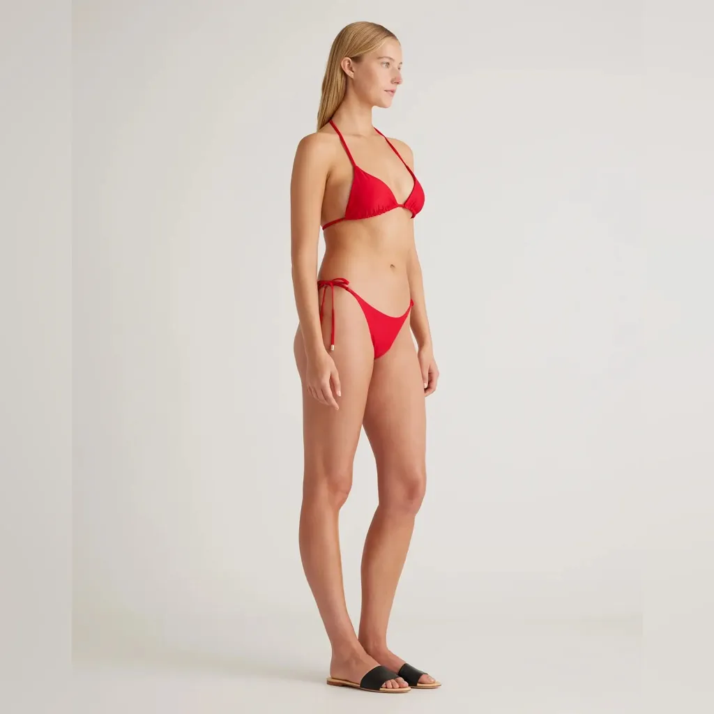 NWT Quince Italian Adjustable Side-Tie Bikini Bottom, Cherry Red Sz Small 🍒 - Image 7