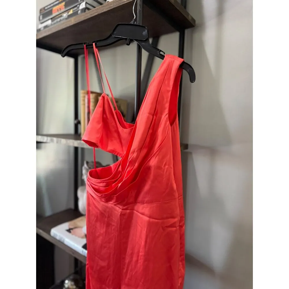 Amur Blynn Satin Cut Out Jumpsuit Spicy Coral Womens Size 2 Red - Image 7