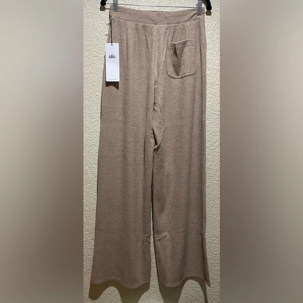 Alo Yoga NWT Muse Wide Leg Pants With Pockets Gravel Heather Color Size S - Image 8