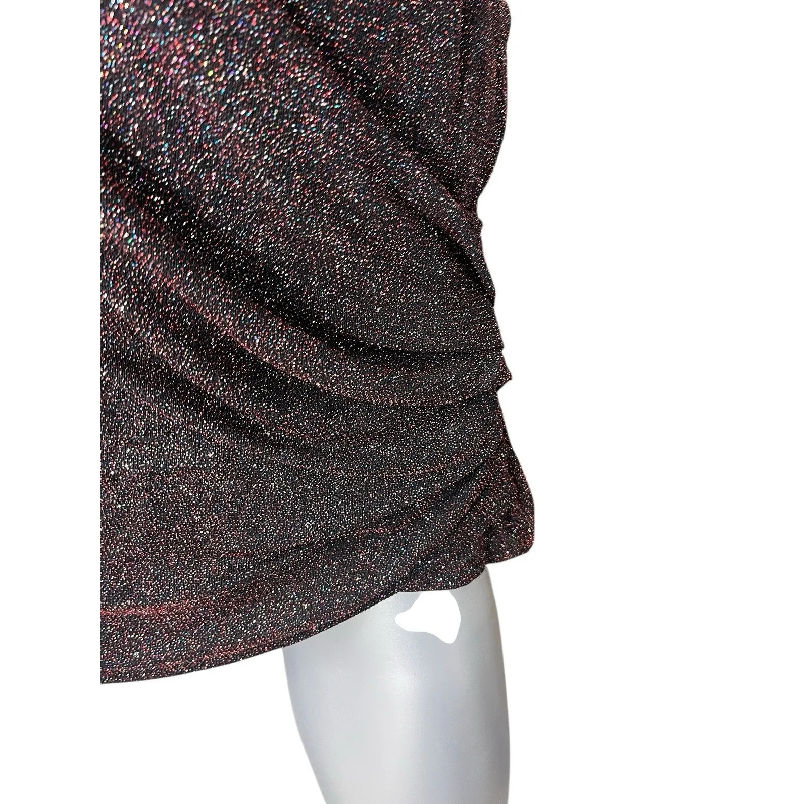 MANGO MNG Glitter Ruched Cami Red Faux Wrap Top Size Large Glam Y2k NEW NYE - Image 3