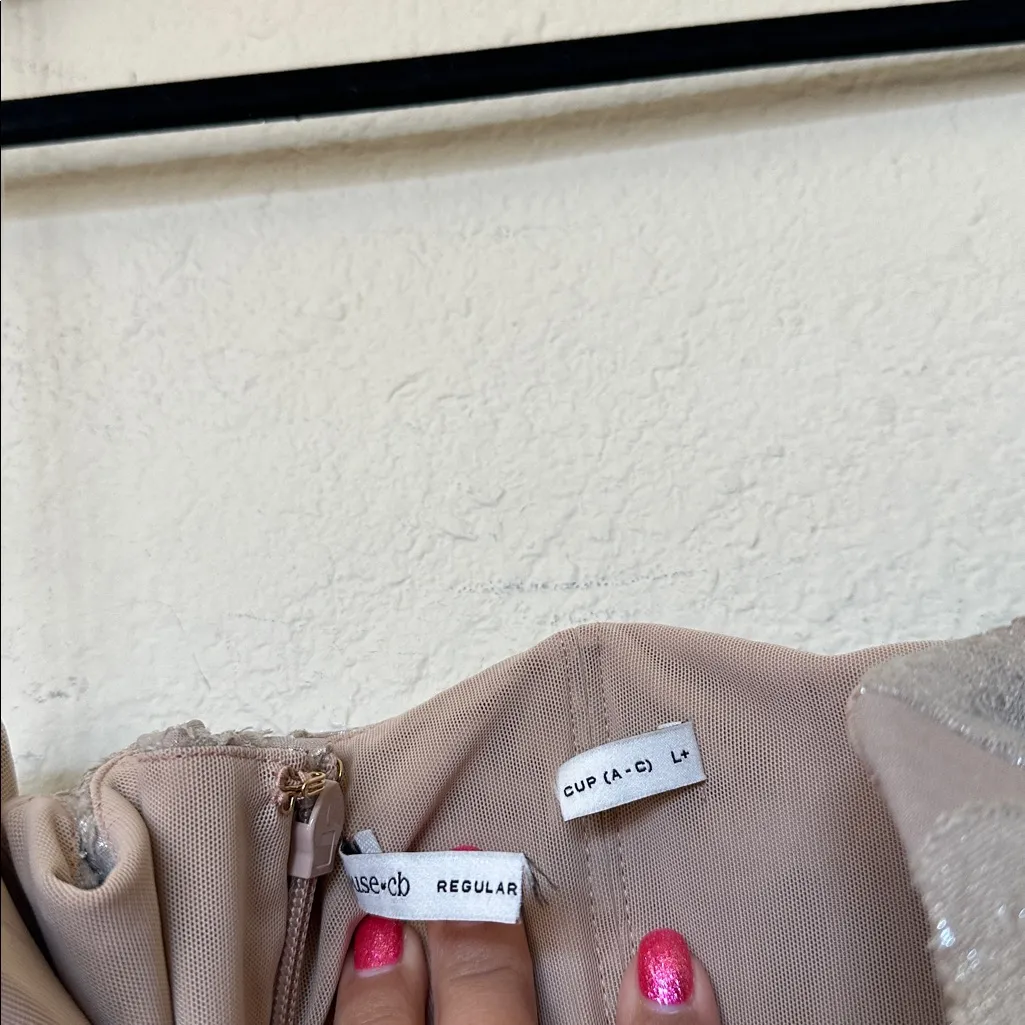 House of CB XL A-C‎ Persephone Pale Gold Chiffon Strapless Corset Maxi dress - Image 9