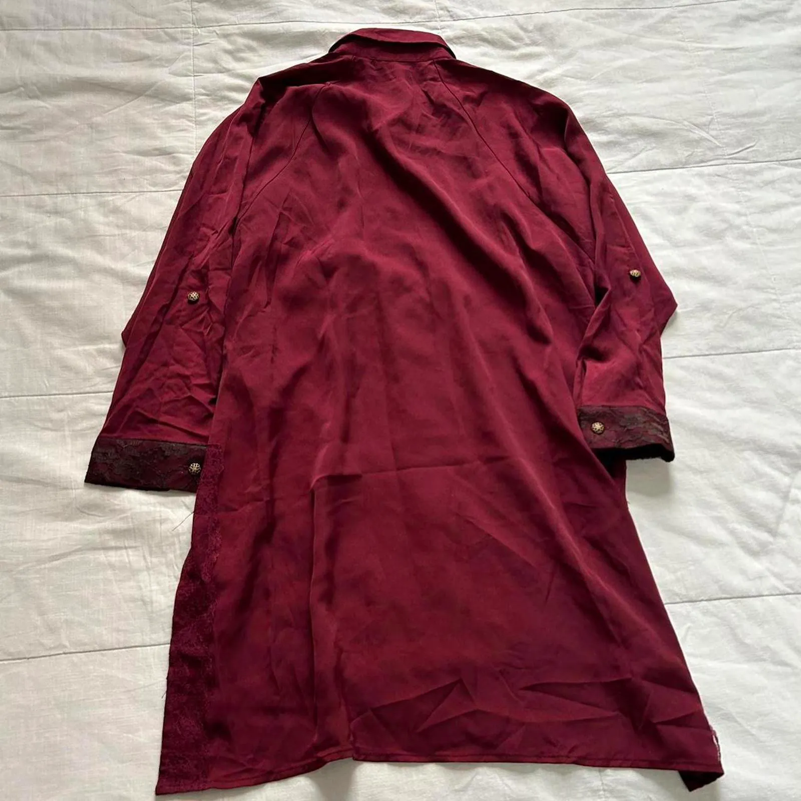 Axes Femme Burgundy and brown shoulder lacing detail dress Size medium Red - Image 4