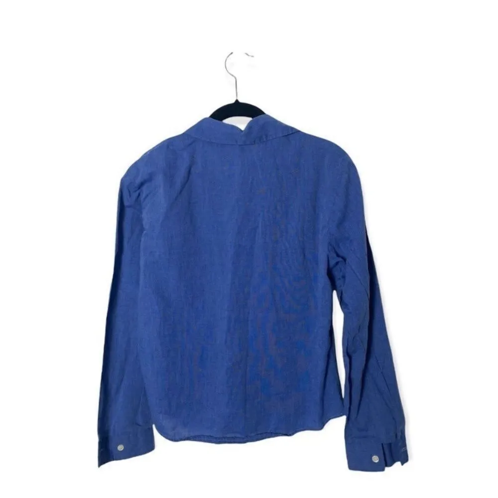 Gemilli Medium Blue Button Down Shirt Made in USA Cotton Blend - Image 3