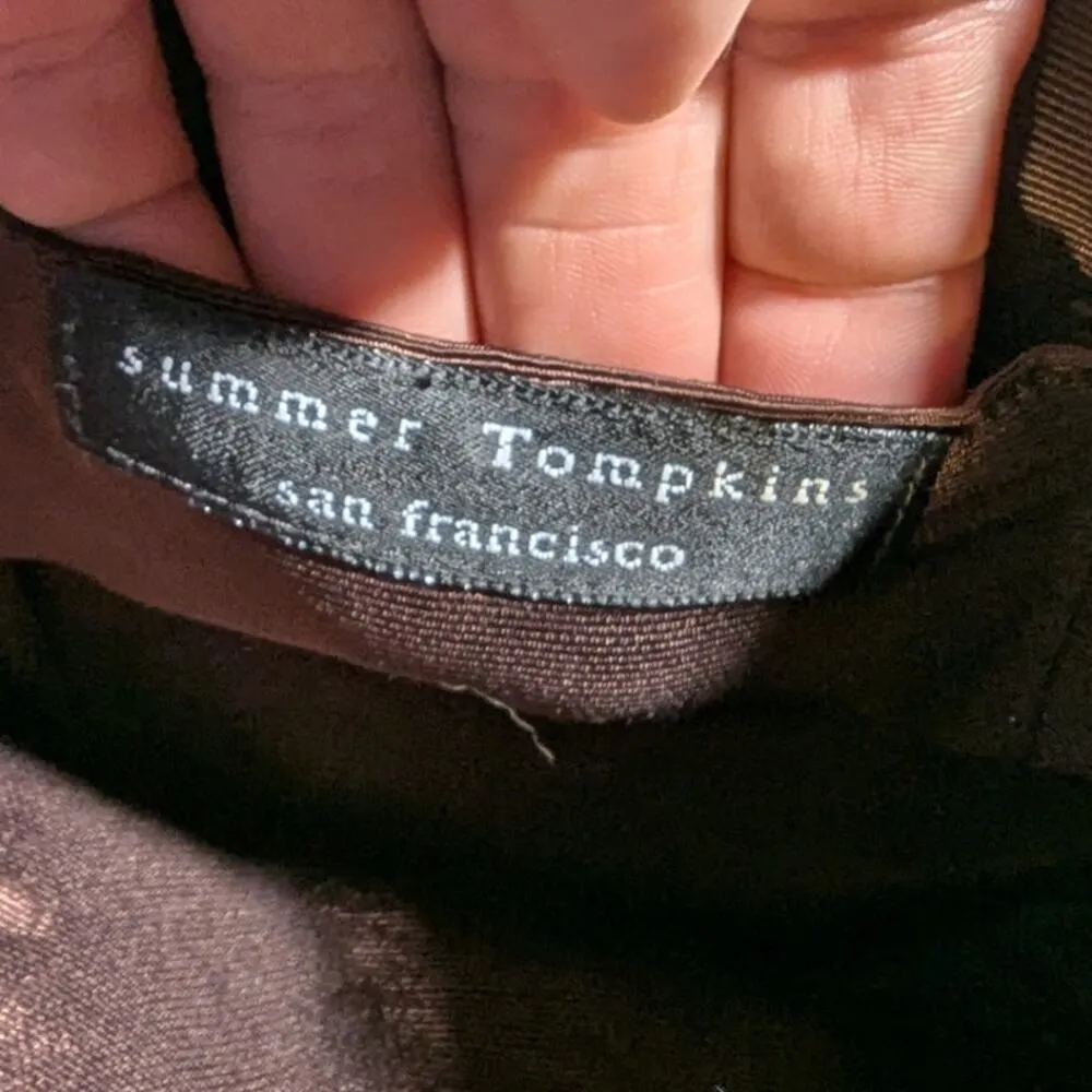 Vtg 1990s Summer Tompkins Brown Velvet Top Handle Magnetic Closure Mini Bag - Image 6