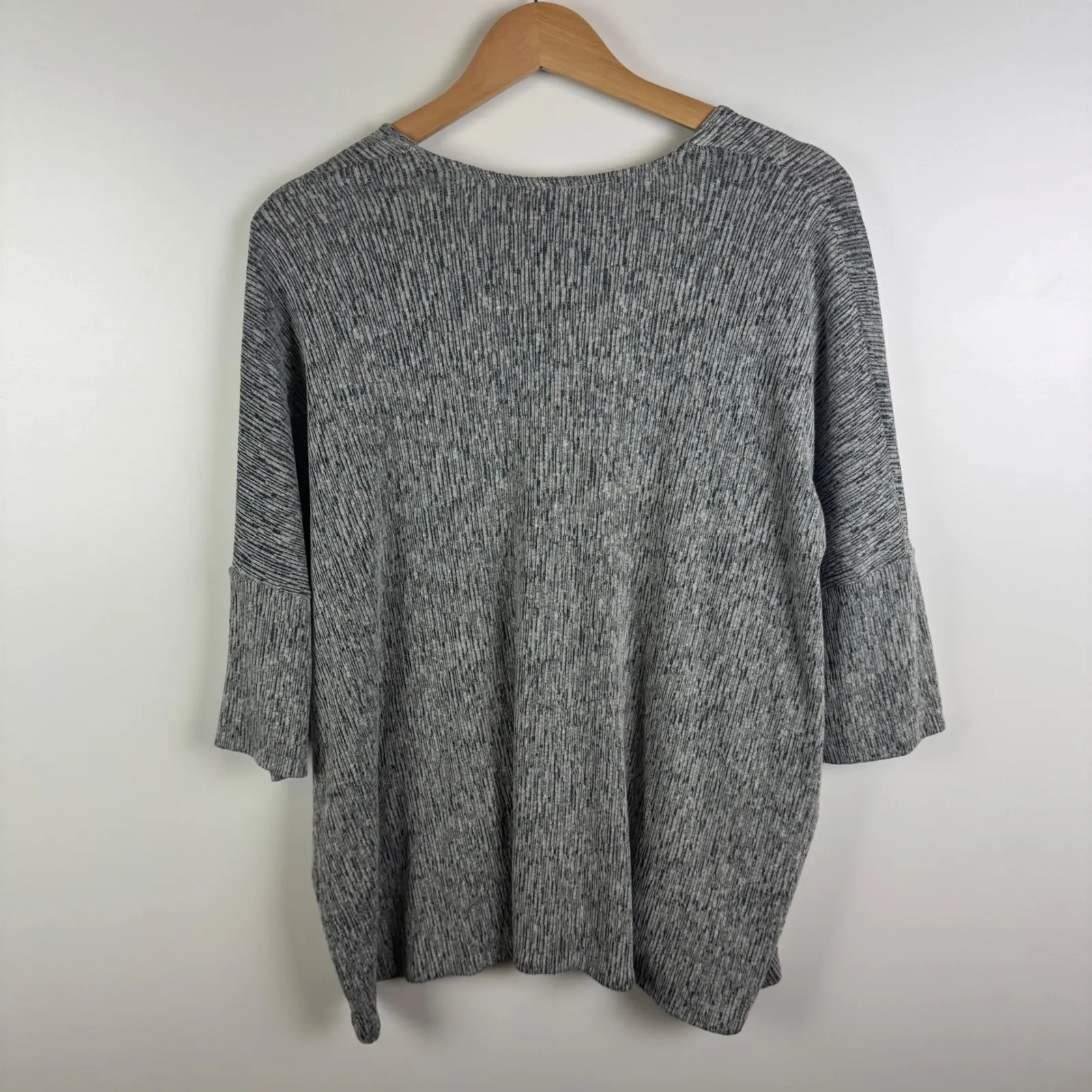 J Jill Pure Jill Gray Knit Cardigan Large Cocoon Linen Blend Minimalist‎ Neutral - Image 5