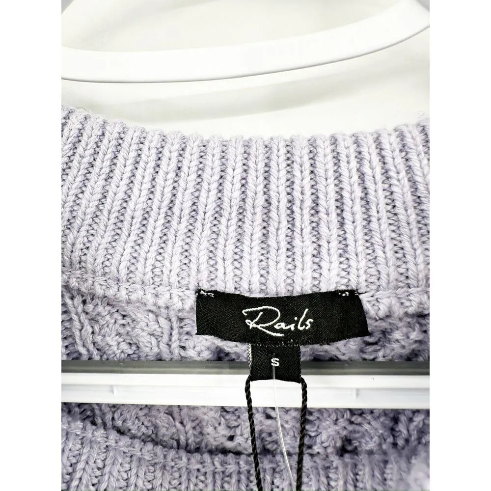 RAILS Amy Cable Knit Sweater Lavender Purple Tie Back Size S NEW - Image 4