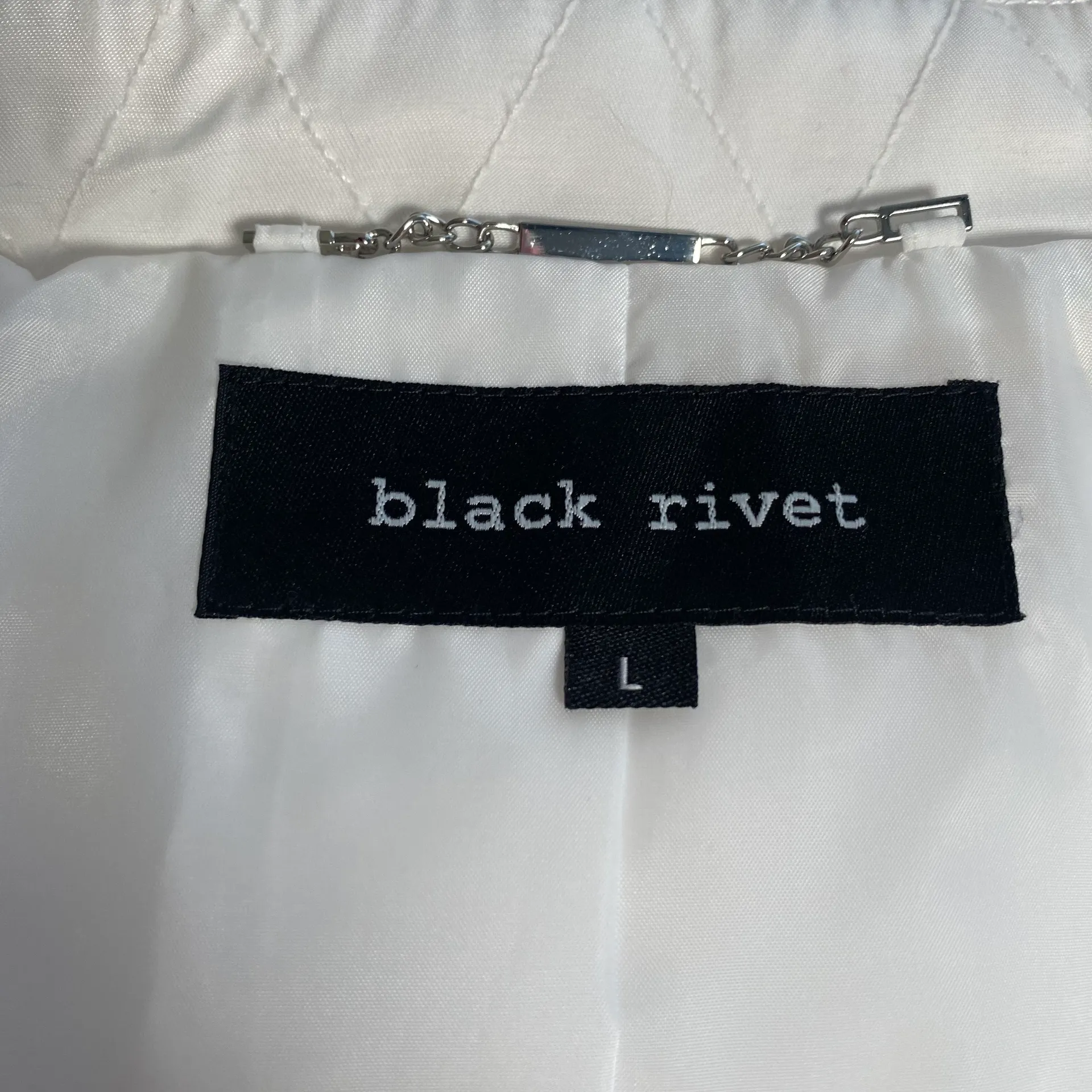 White Nylon Double Breasted Belted Trench Coat L - Image 6