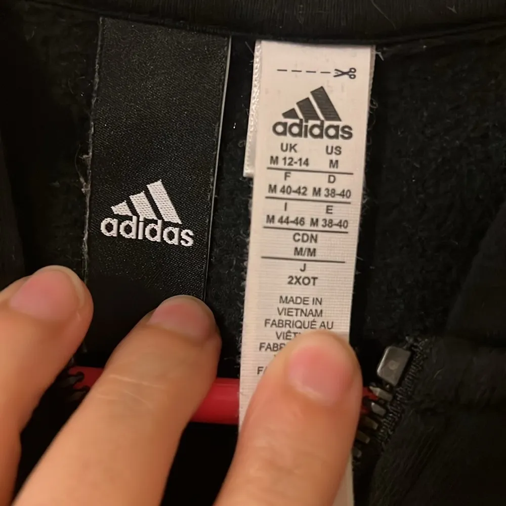 Adidas Medium Black Hoodie with White Stripes - Image 3